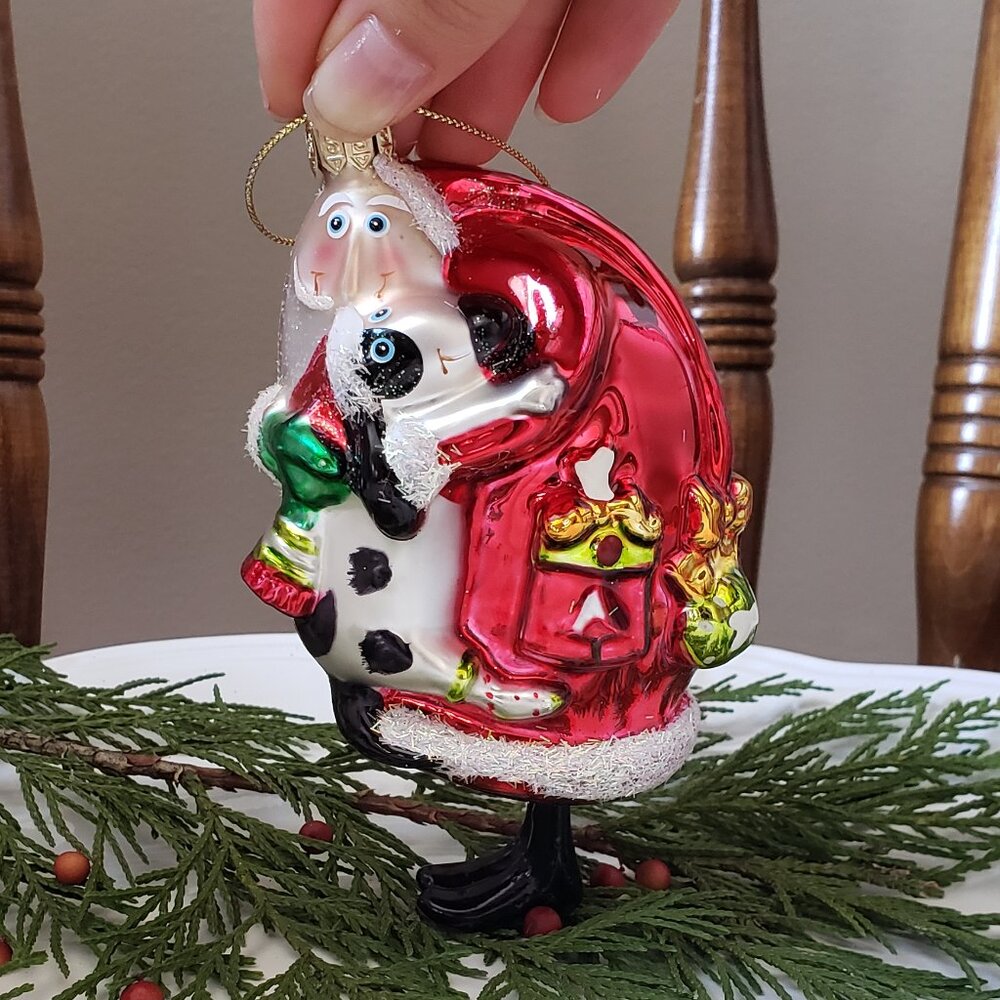 Sumit Blown Santa Glass Christmas Ornament